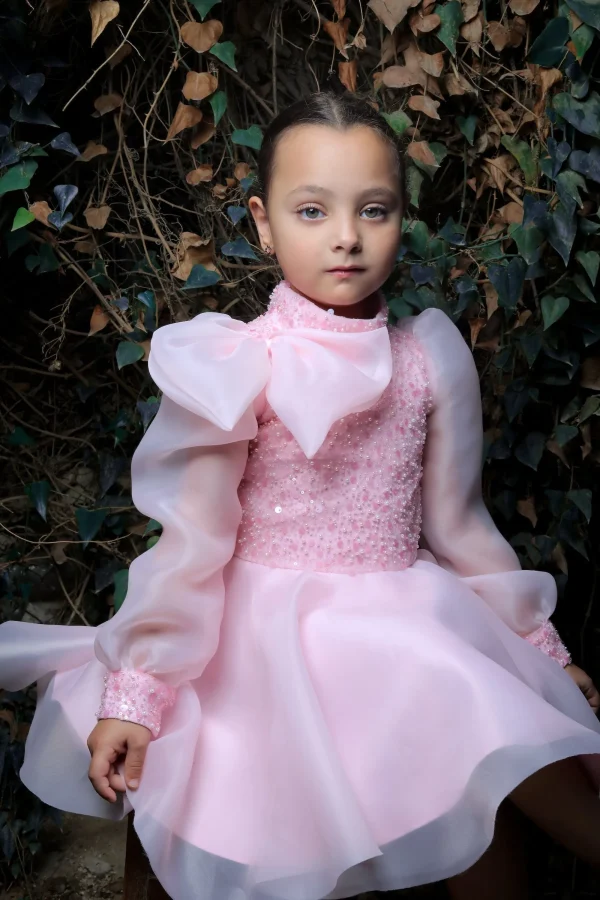 Pink Aaliyah Organza Bow Dress