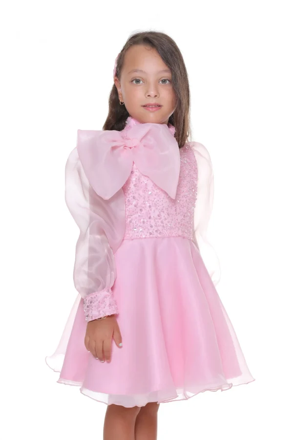 Pink Aaliyah Organza Bow Dress