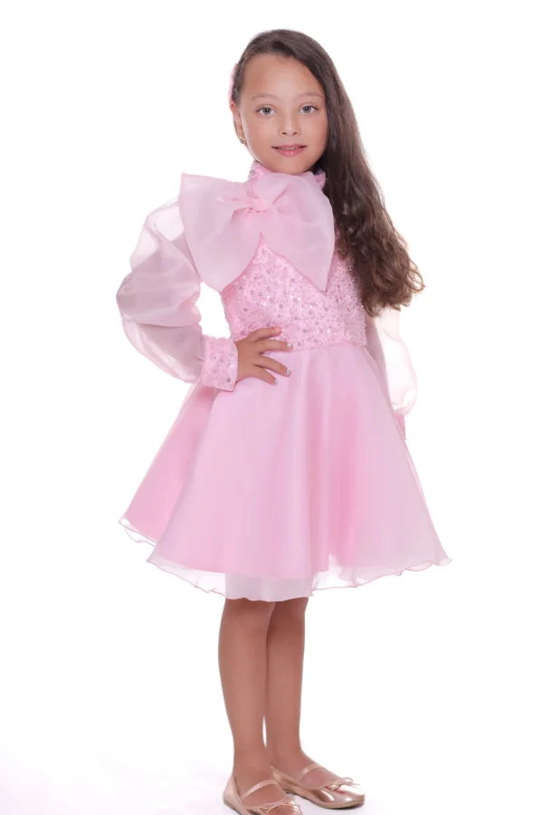 Pink Aaliyah Organza Bow Dress