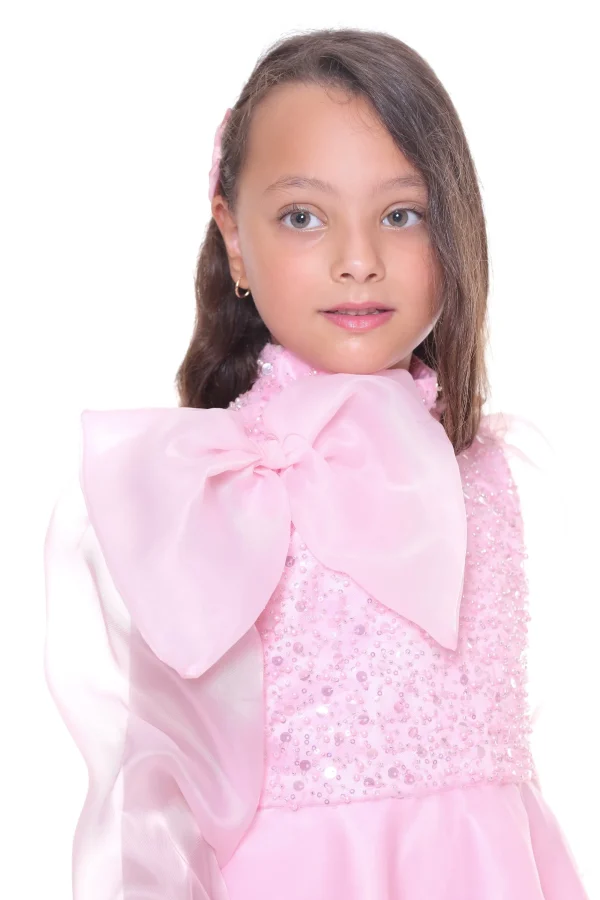 Pink Aaliyah Organza Bow Dress