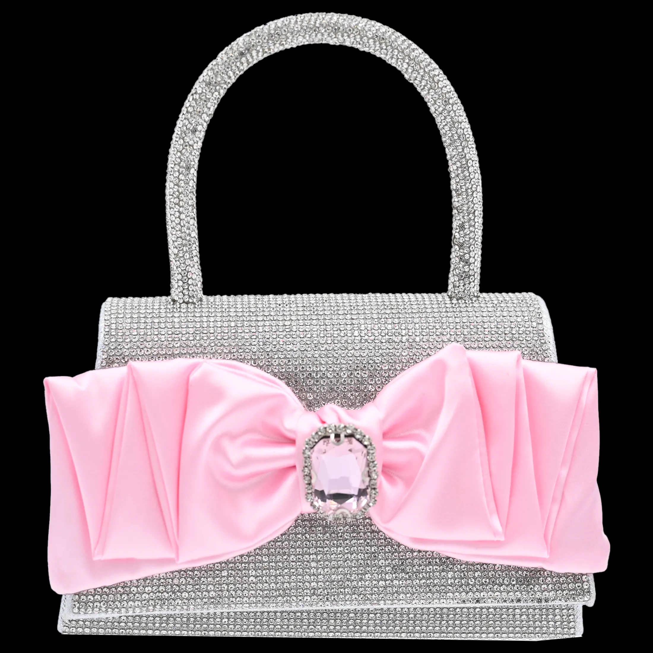 pink_bow_accented_silver__0.webp Pink Bow Accented Silver Rhinestone Handbag