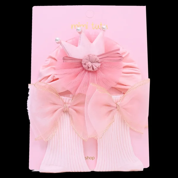 Pink Bow and Flower Crown Gift Set