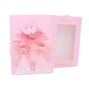Pink Bow and Flower Crown Gift Set