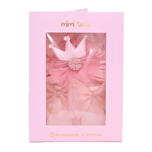Pink Bow and Flower Crown Gift Set