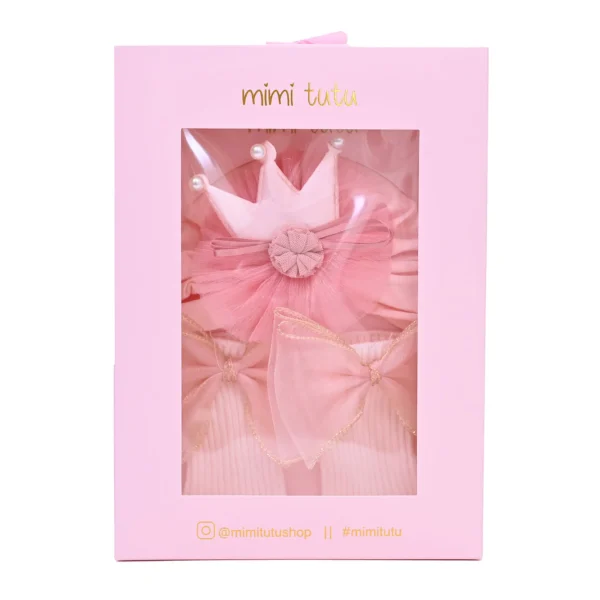 Pink Bow and Flower Crown Gift Set