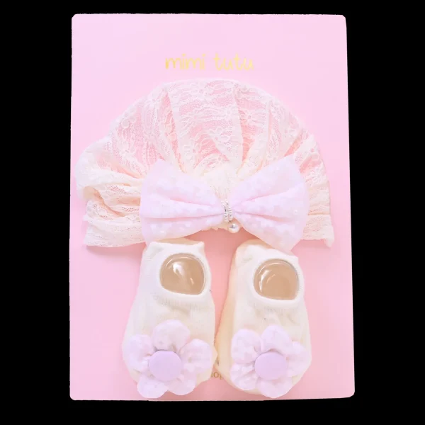 Pink Bow and Flower White Gift Set