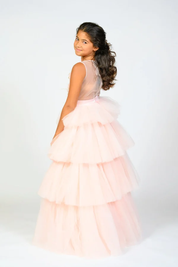 Pink Camellia Tiered Tulle Dress