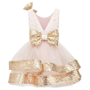 Pink Glitter Gold Star Dress