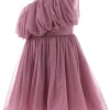 Pink Izorah Off Shoulder Glitter Dress