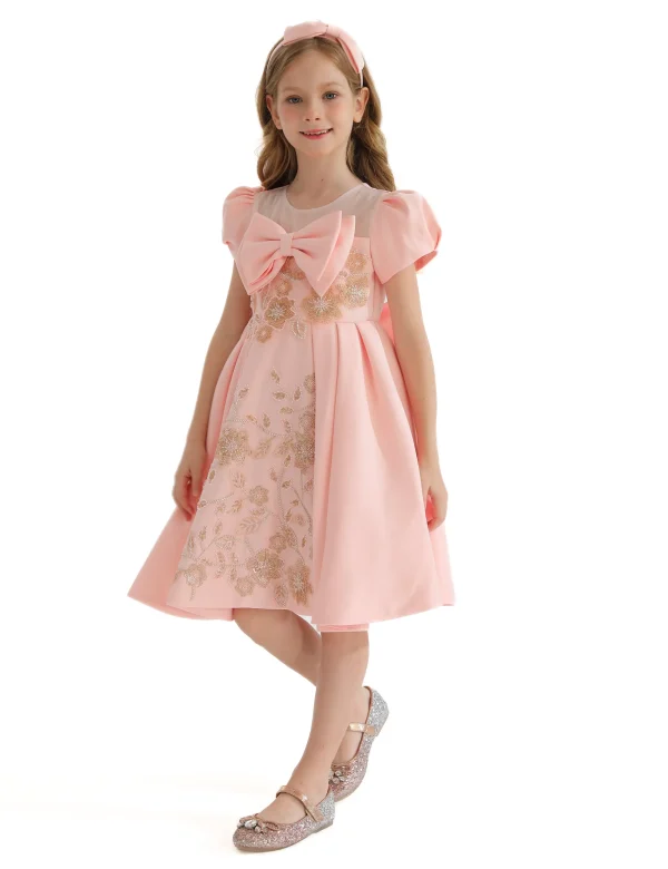 Pink Leona Floral Bow Teacup Dress