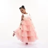 Pink Madera Tiered Tulle Dress