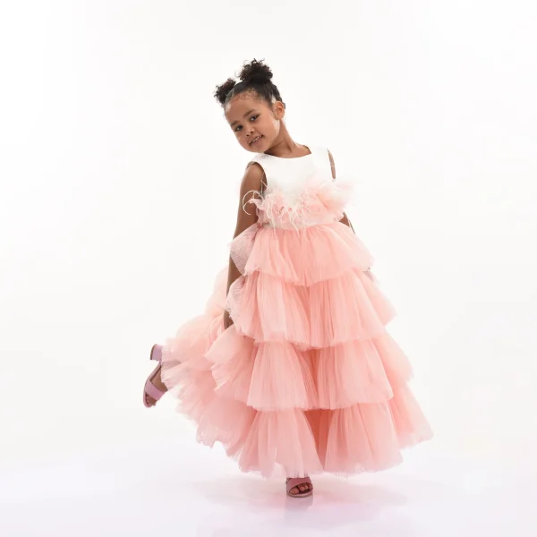 Pink Madera Tiered Tulle Dress