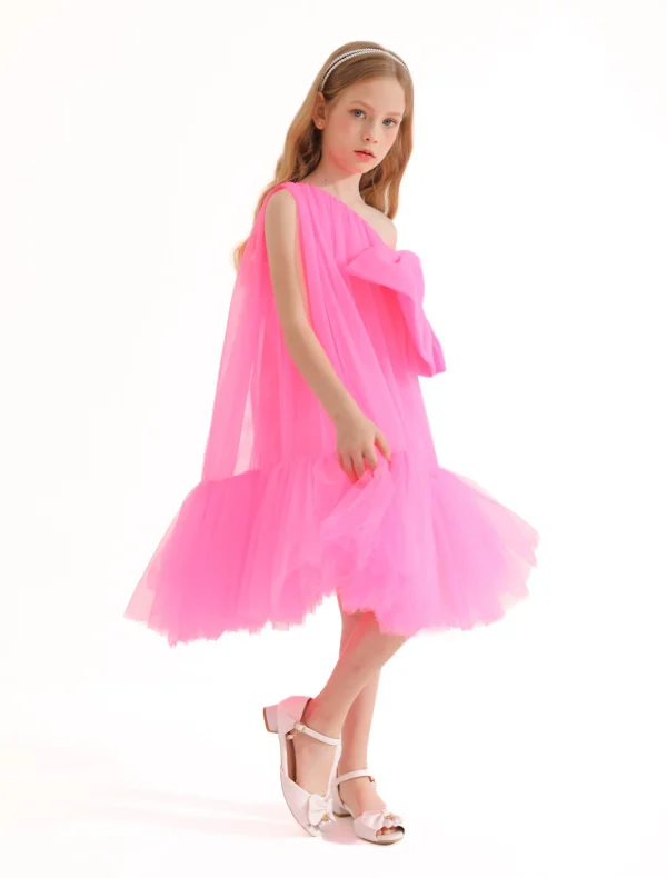 Pink Maggi Neon Bow Tulle Dress