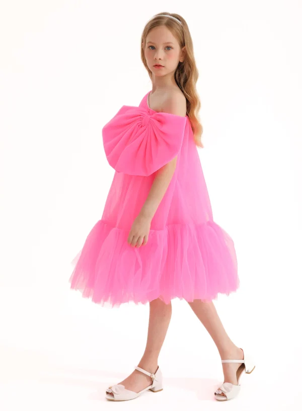 Pink Maggi Neon Bow Tulle Dress