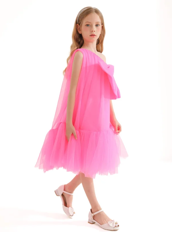 Pink Maggi Neon Bow Tulle Dress