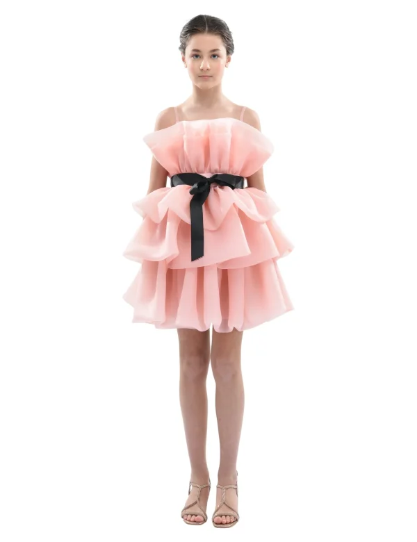 Pink Noella Ruffle Bow Dress