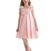 Pink Palermo Satin Bow Pleated Dress