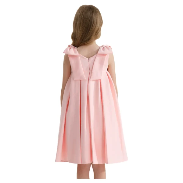 Pink Palermo Satin Bow Pleated Dress