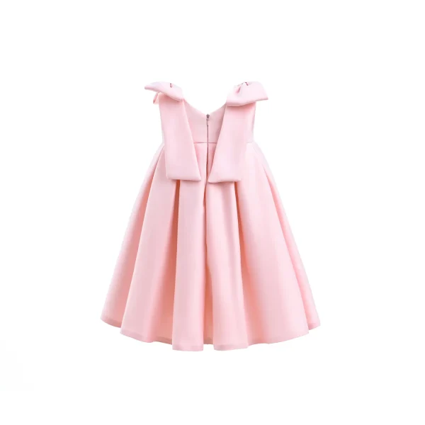 Pink Palermo Satin Bow Pleated Dress