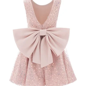 Pink Peach Ainsley Sequin Bow Dress