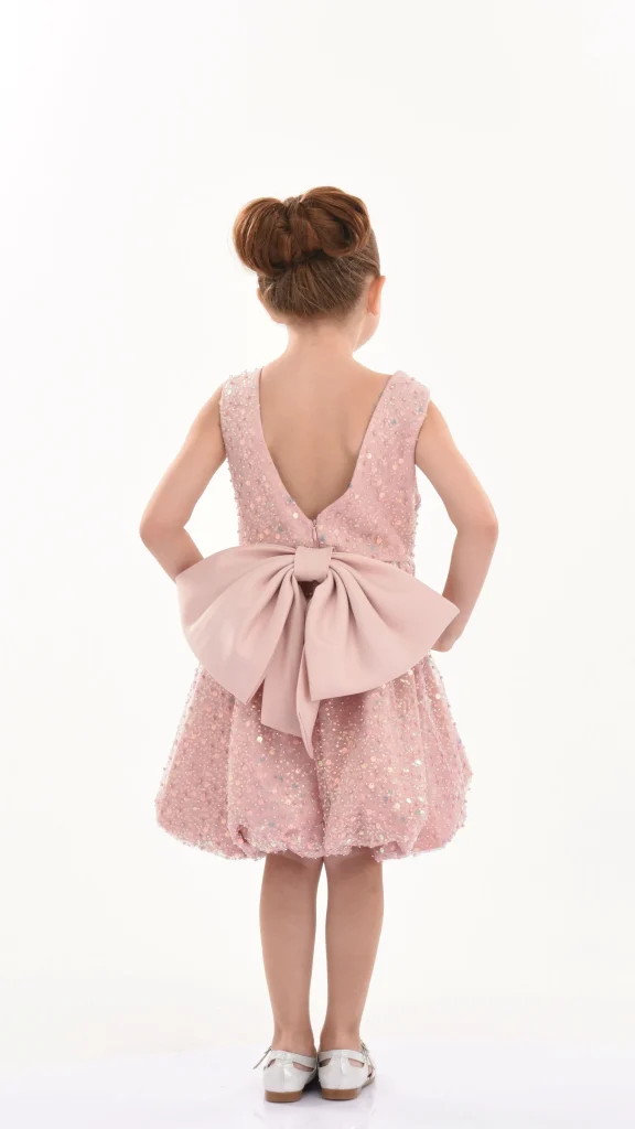 Pink Peach Ainsley Sequin Bow Dress