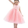 Pink Pearl Bow Tulle Dress