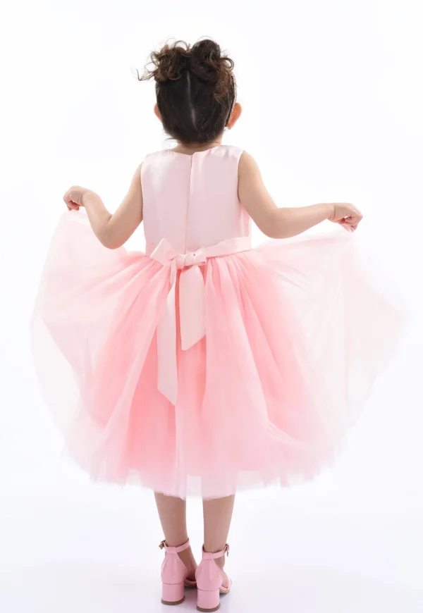 Pink Pearl Bow Tulle Dress