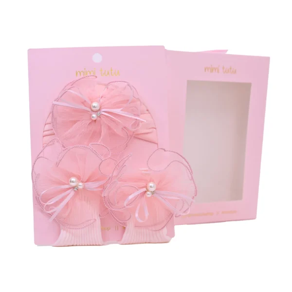 Pink Pearl Flower Ribbon Gift Set