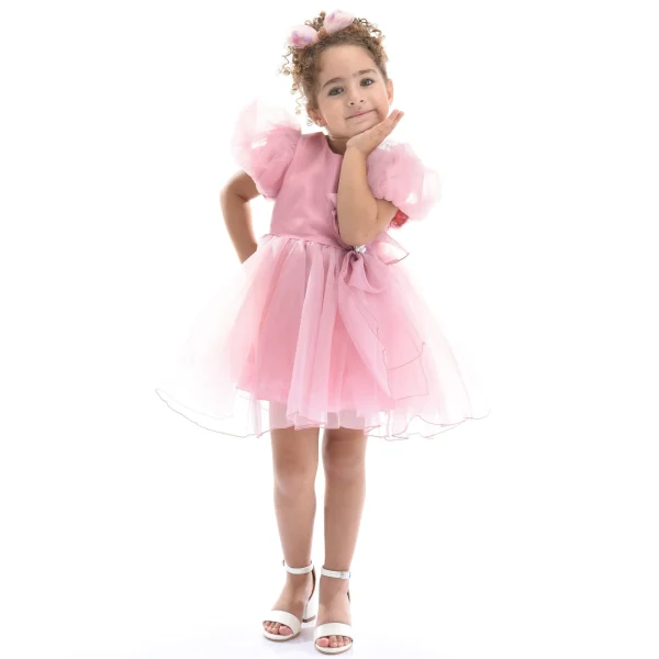 Pink Raspberry Bow Organza Dress