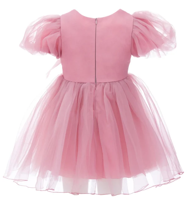 Pink Raspberry Bow Organza Dress