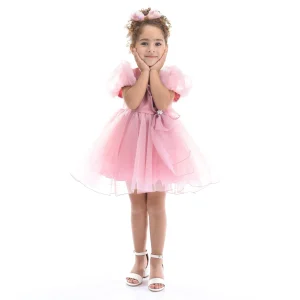 Pink Raspberry Bow Organza Dress