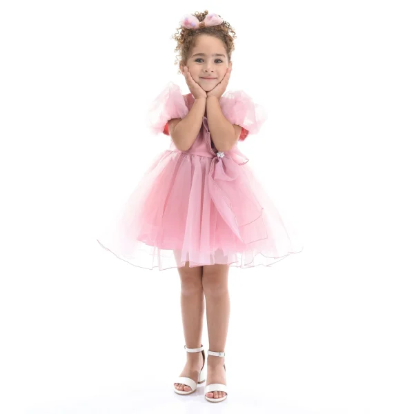 Pink Raspberry Bow Organza Dress