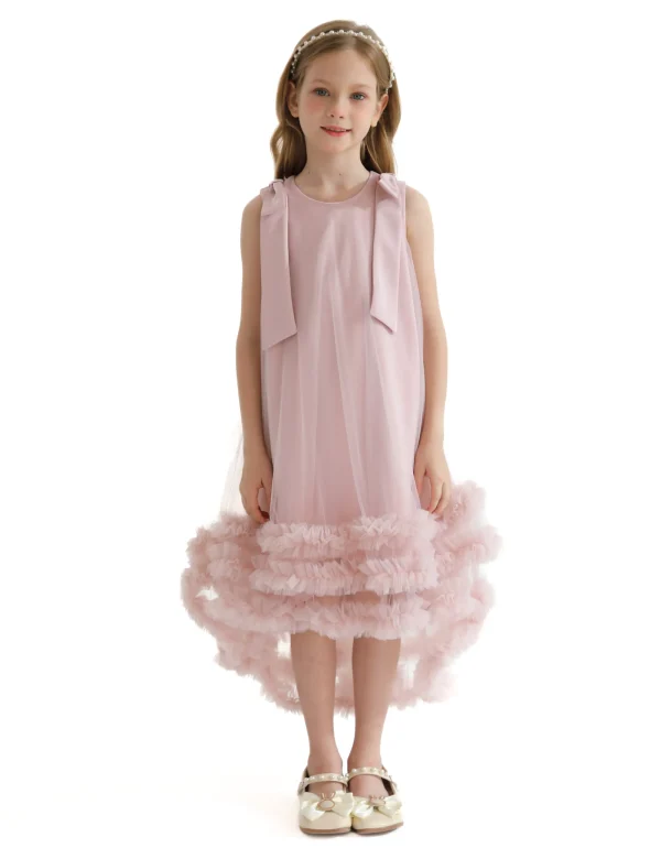 Pink Violeta Sleeveless Ruffle Overlay Dress
