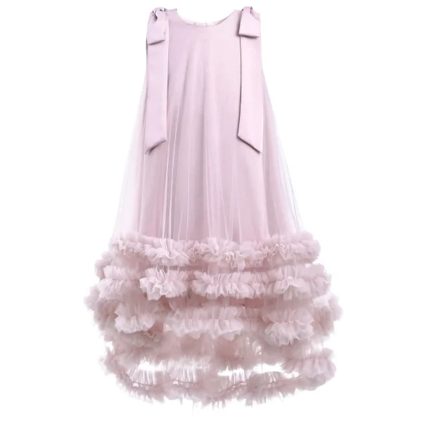 Pink Violeta Sleeveless Ruffle Overlay Dress