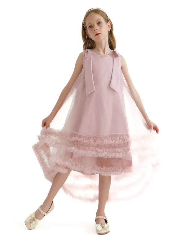 Pink Violeta Sleeveless Ruffle Overlay Dress
