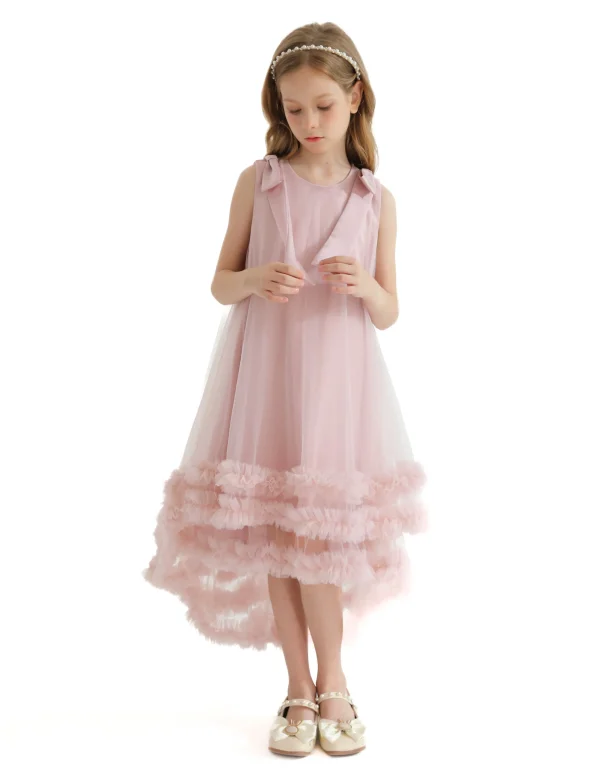 Pink Violeta Sleeveless Ruffle Overlay Dress