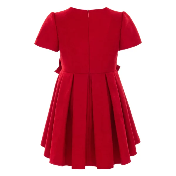 Red Harleigh Double Bow Pleated Dress