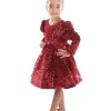 Red Merribrook Sequin Bow Dress