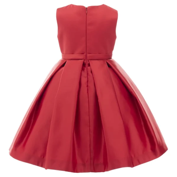 Red Pleated Satin Dress