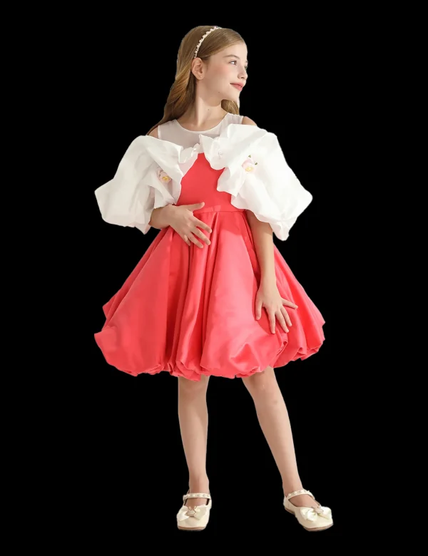 Red Silhouette White Sleeve Isadora Dress