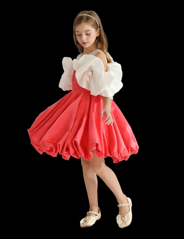 Red Silhouette White Sleeve Isadora Dress
