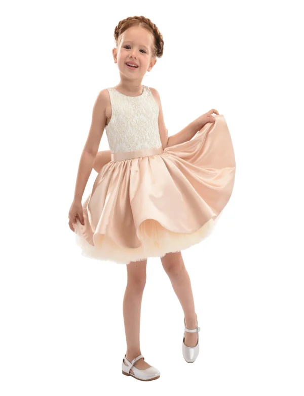 Rose Gold Elwood Satin Bow Dress