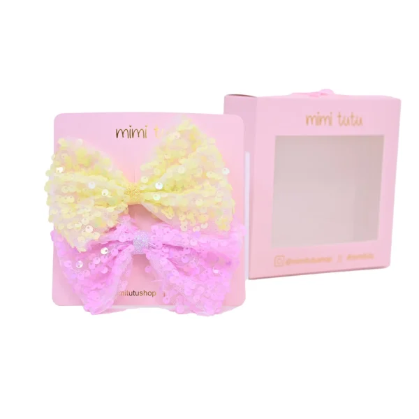 Sequin Bow Hairclip Set