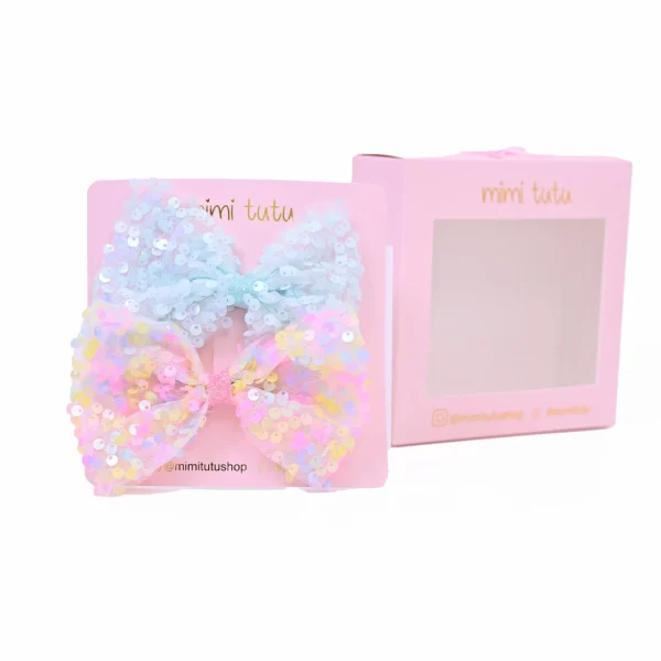 Sequin Bow Hairclip Set
