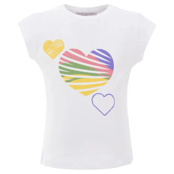 White 3 Heart Rainbow T-Shirt