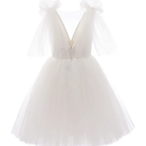 White Aspen Tulle Bow Dress