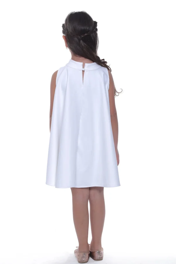 White Ava Sleeveless Bow Dress