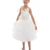 White Carnelian Floral Embroidered Tulle Dress