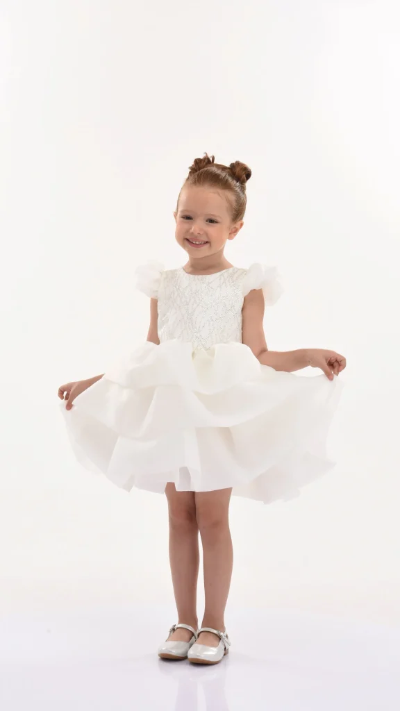 White Collina Teacup Ruffle Dress