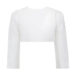 White Cropped Satin Cardigan